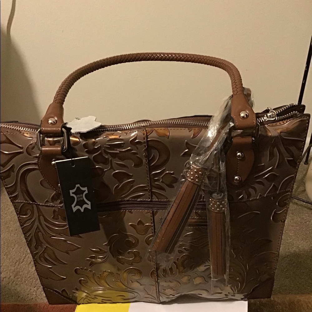 BEAUTIFUL BRONZE PURSE HANDMADE, LEATHER
